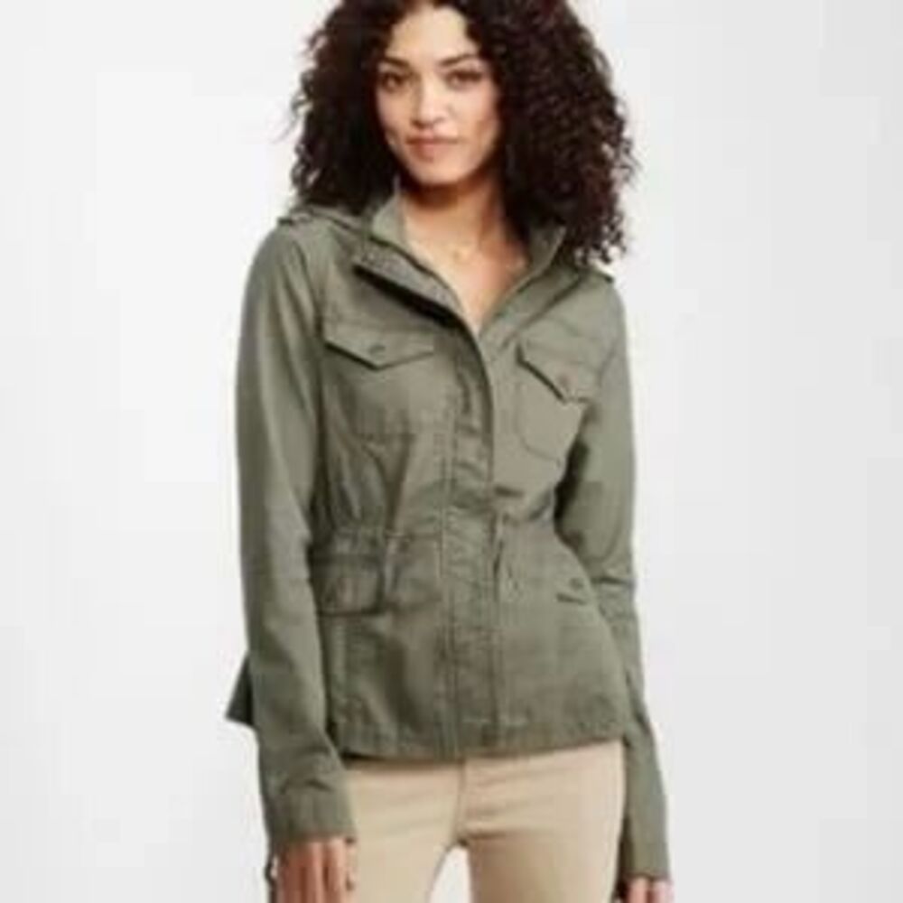 Prince & Fox Army Green Lightweight Hooded Military Jacket Large
